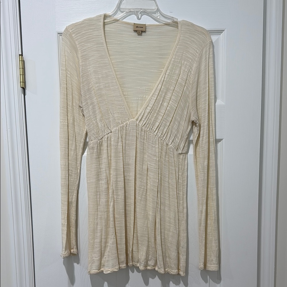 Ella Moss Cream Wrap Ribbed Blouse